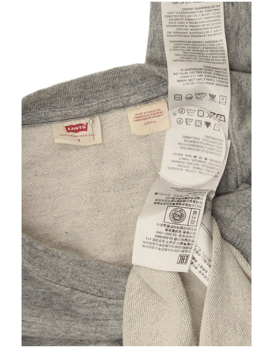 LEVI'S moletom feminino oversized jumper UK 10 pequeno algodão cinza