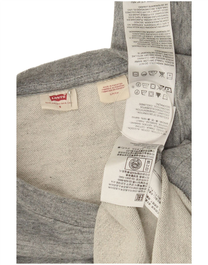 LEVI'S moletom feminino oversized jumper UK 10 pequeno algodão cinza