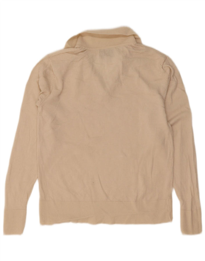 Suéter feminino Marks & Spencer com gola polo e lã bege médio Reino Unido 12