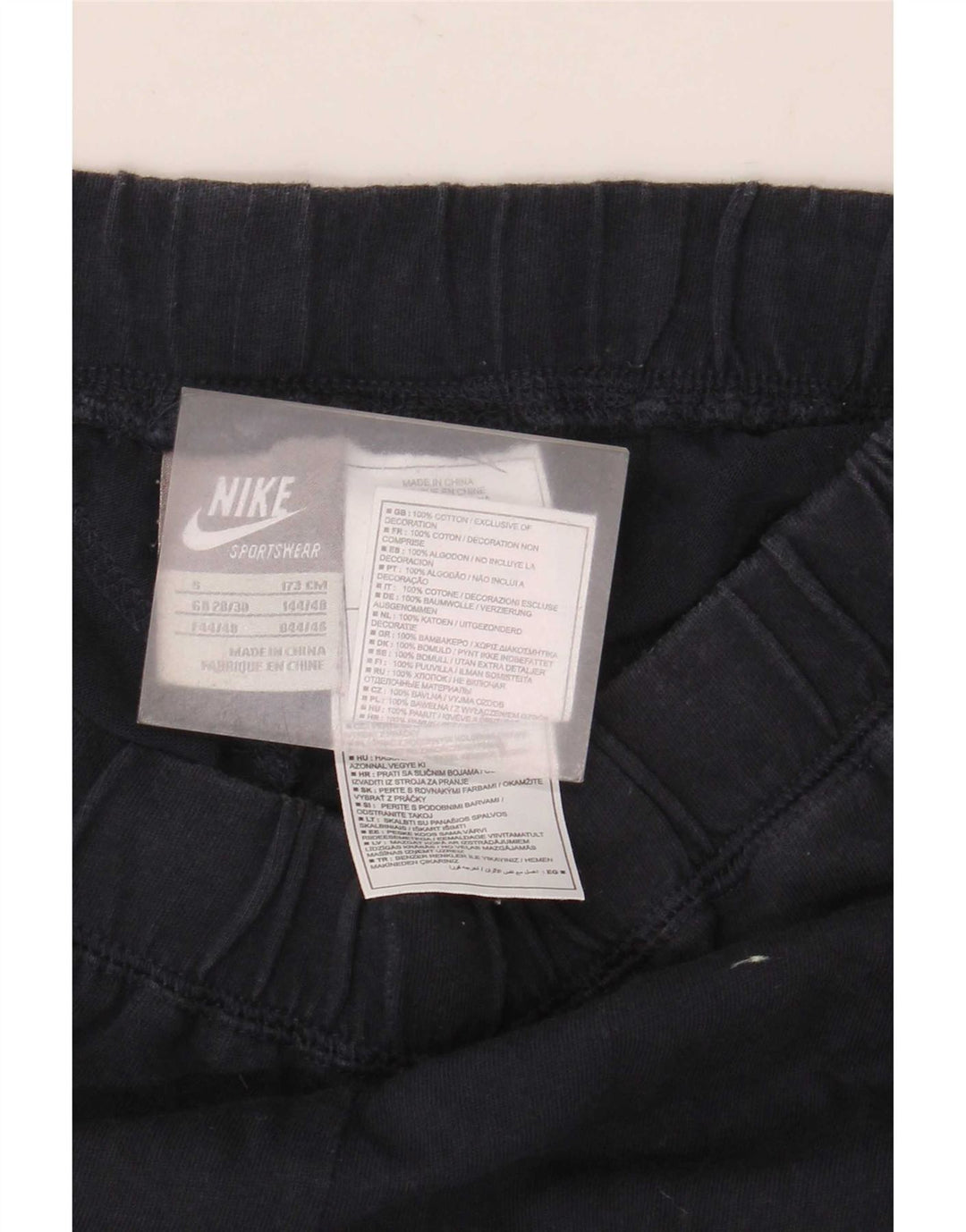 Calça de treino masculina Nike pequena azul marinho algodão
