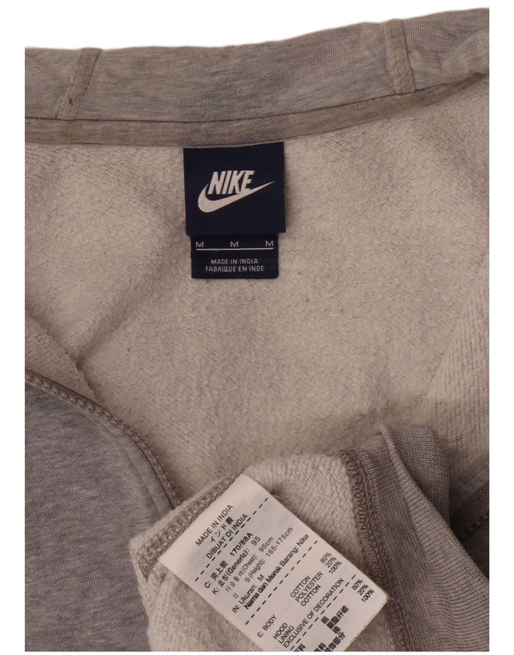 Suéter masculino NIKE com capuz e zíper cinza médio algodão manchado