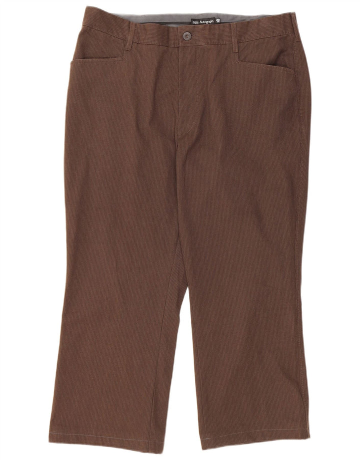 Calça feminina casual Marks & Spencer Autograph W38 L24 listrada marrom