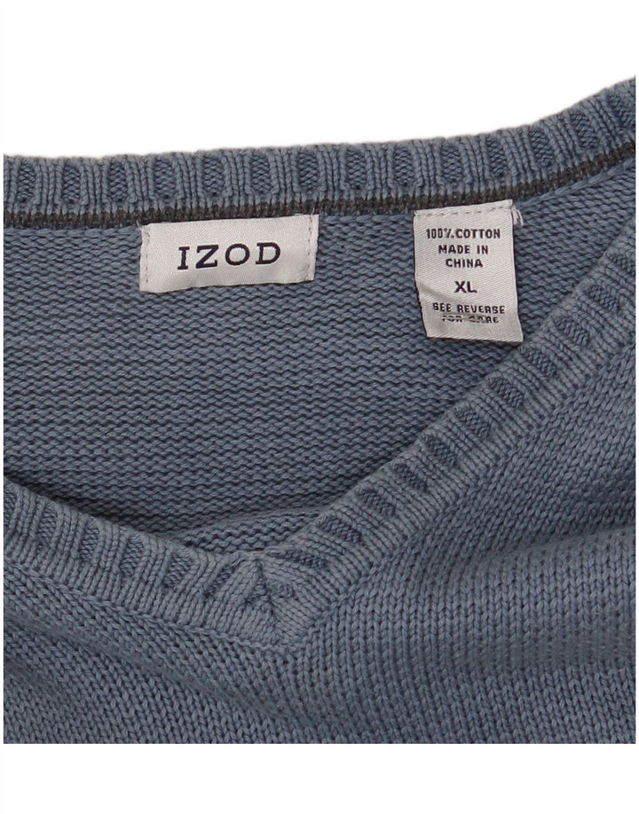 Suéter masculino IZOD com decote em V XL algodão azul