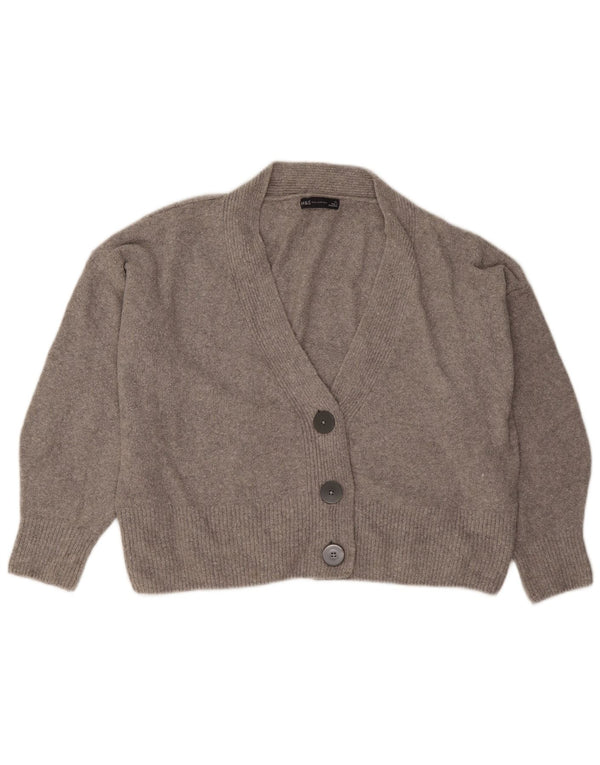 Suéter cardigã feminino Marks & Spencer, corte grande, Reino Unido 18 XL, algodão cinza