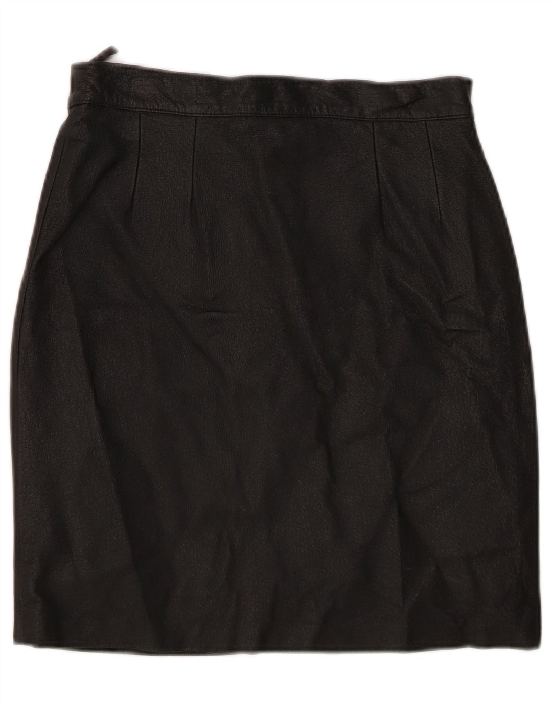 Saia de couro feminina vintage pequena W26 preta