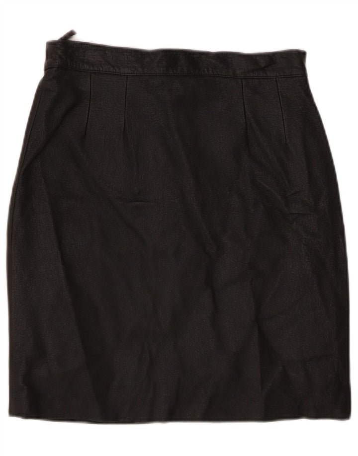 Saia de couro feminina vintage pequena W26 preta