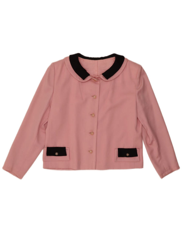 Jaqueta Bolero Feminina Vintage Reino Unido 12 Bloco Colorido Rosa Médio