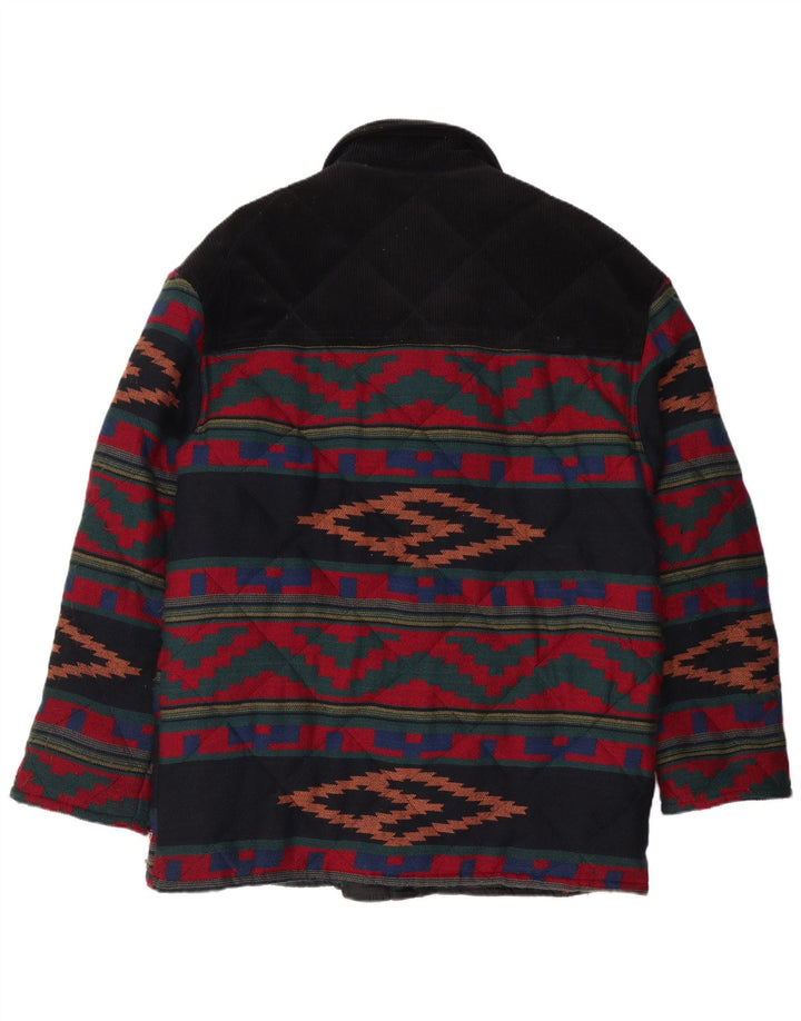 Jaqueta acolchoada masculina VINTAGE UK 40 grande geométrica multicolorida