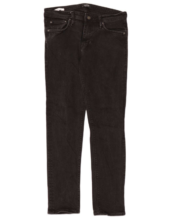 Jack & Jones Masculino GLENN Slim Jeans W33 L32 Algodão Preto