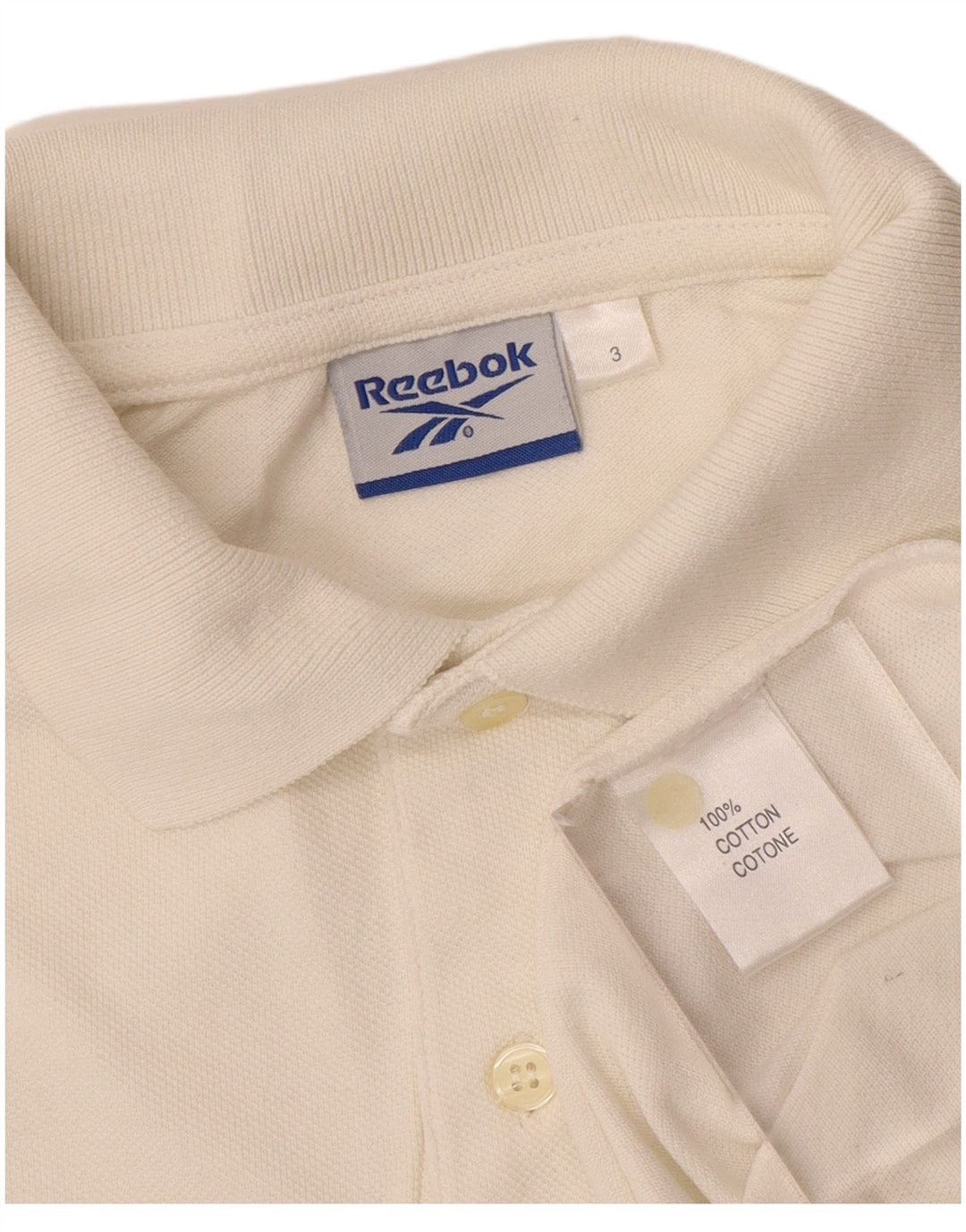 Camisa polo masculina REEBOK de algodão branco médio