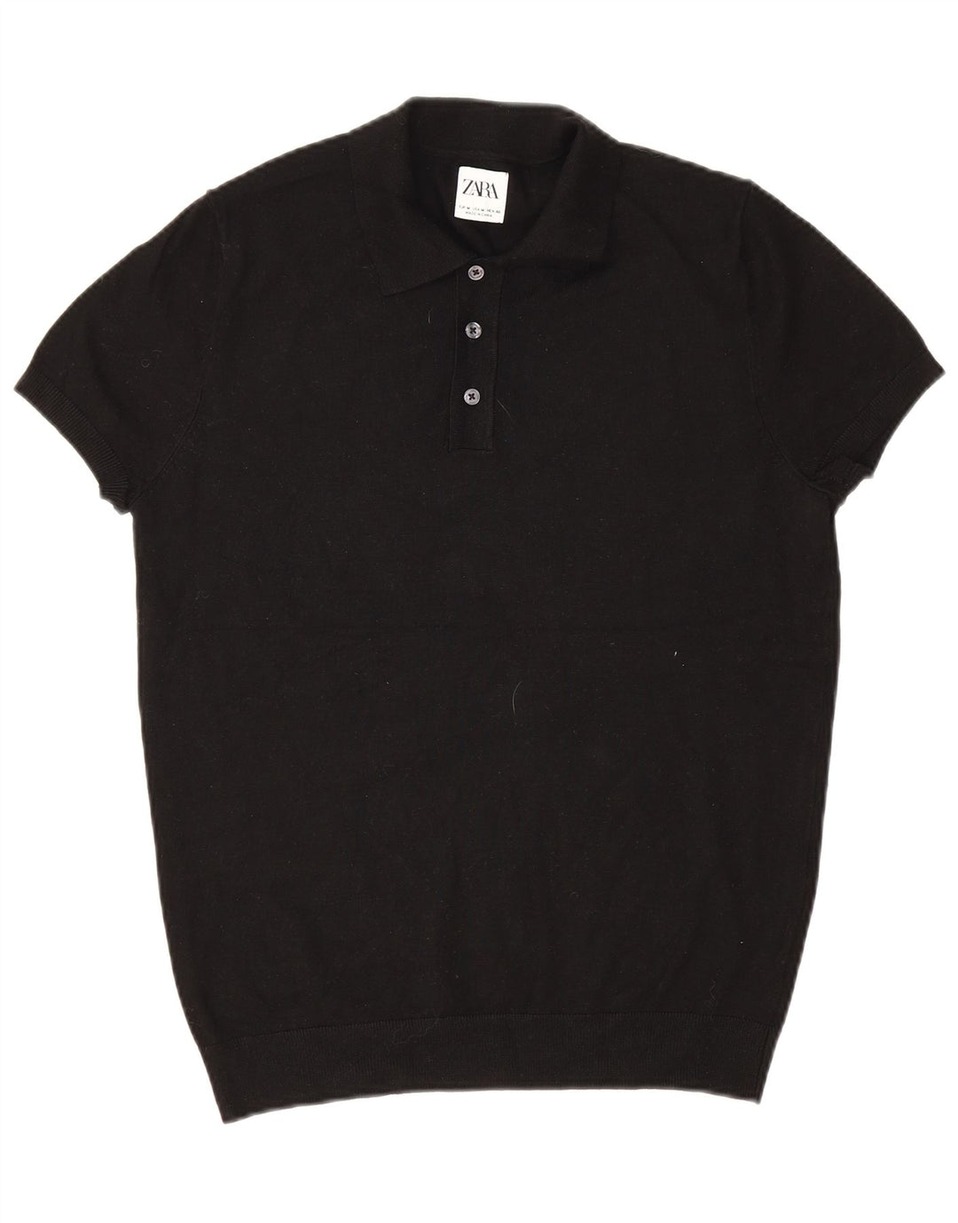 Camisa polo masculina Zara média preta