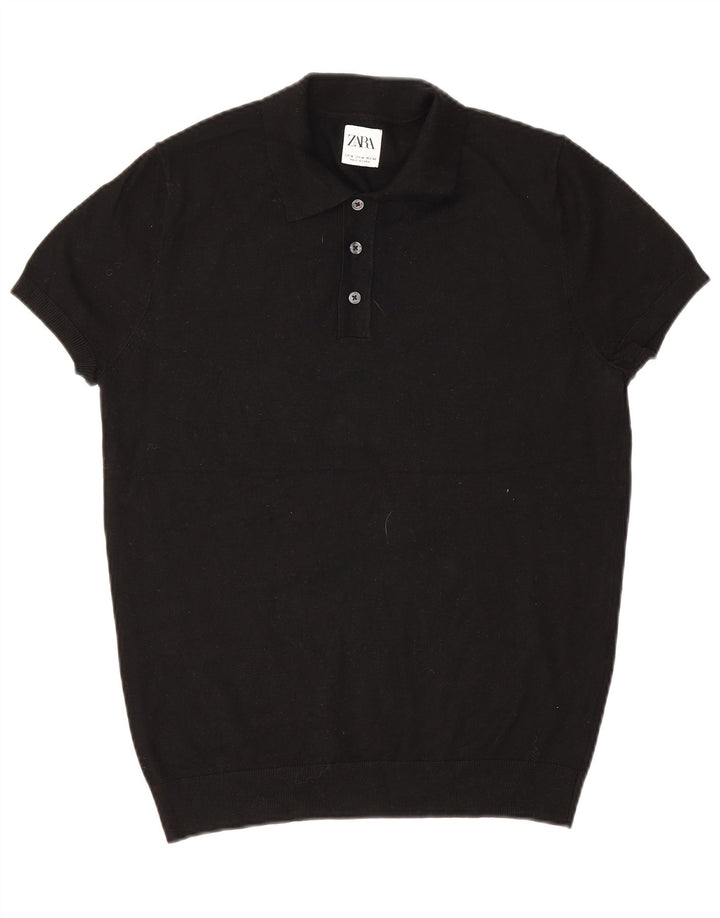 Camisa polo masculina Zara média preta