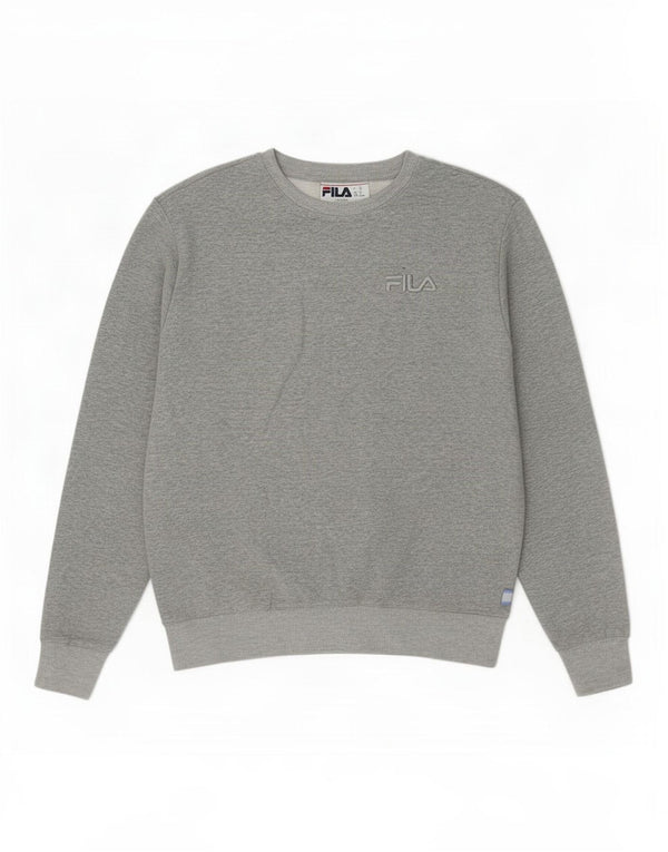 Fila moletom feminino jumper UK 14 algodão manchado cinza médio