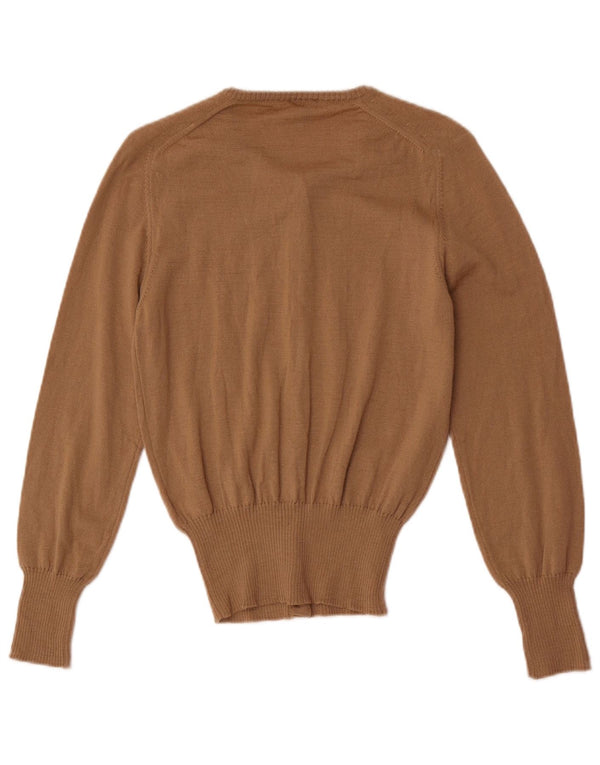 Suéter cardigã feminino Calvin Klein Jeans Reino Unido 14 grande lã marrom