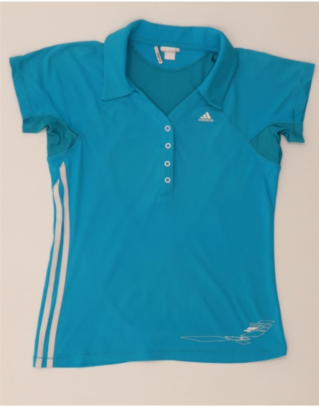 ADIDAS Girls Climacool Polo Shirt 13-14 Years  Blue Vintage Adidas and Second-Hand Adidas from Messina Hembry 