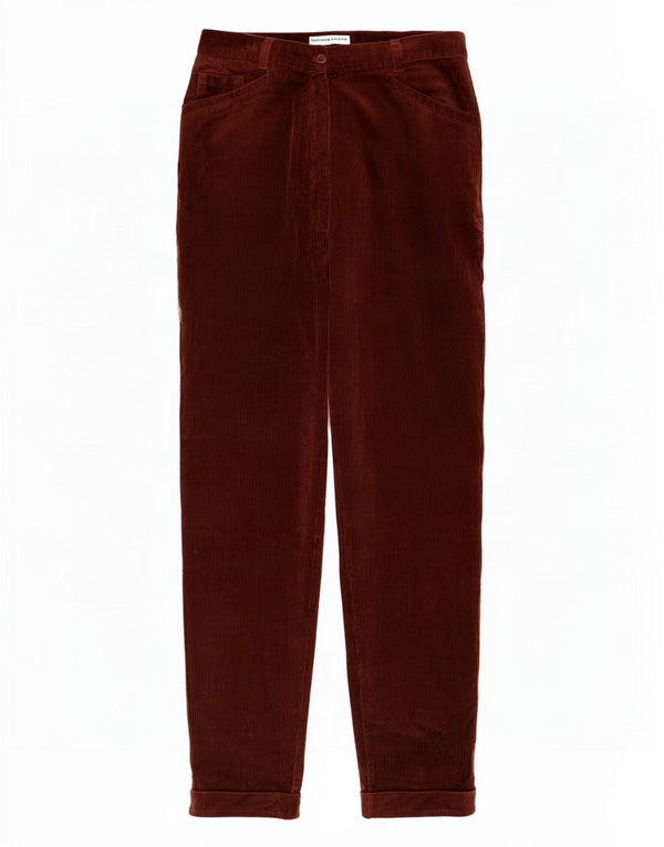 Calça feminina de veludo cotelê Benetton de cintura alta IT 46 grande W30 L30 marrom
