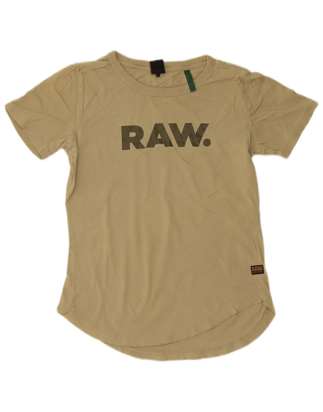 Camiseta feminina gráfica G-STAR UK 12 algodão cáqui médio