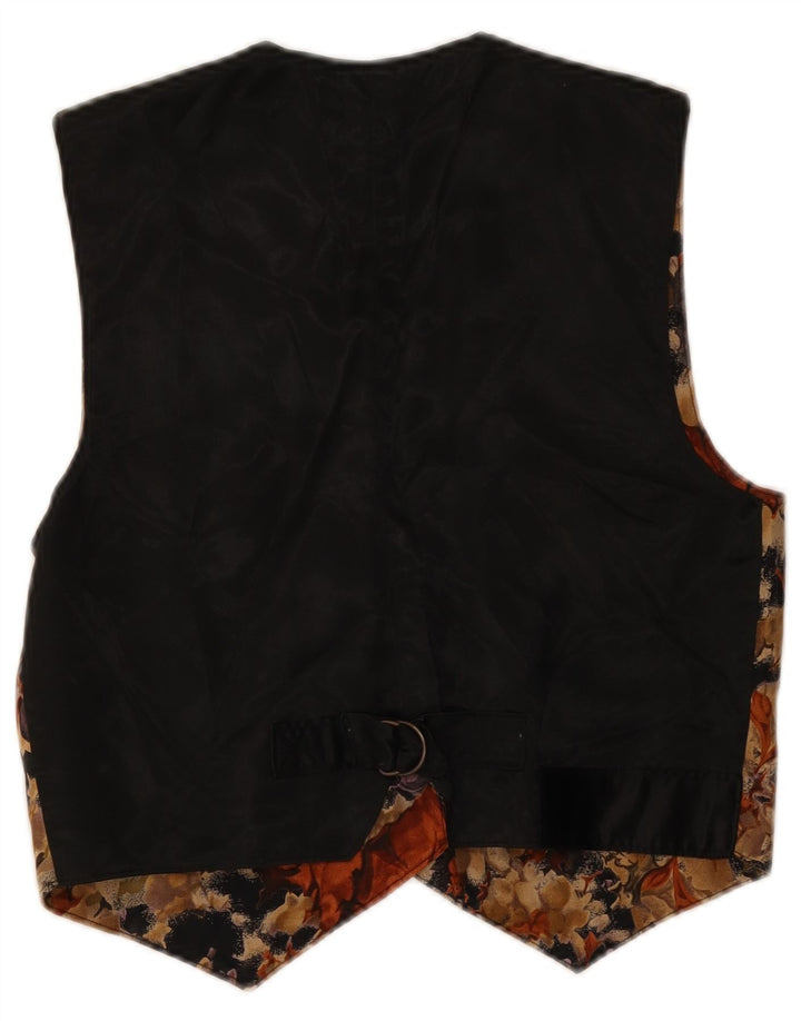 Colete feminino vintage UK 12 médio floral multicolorido