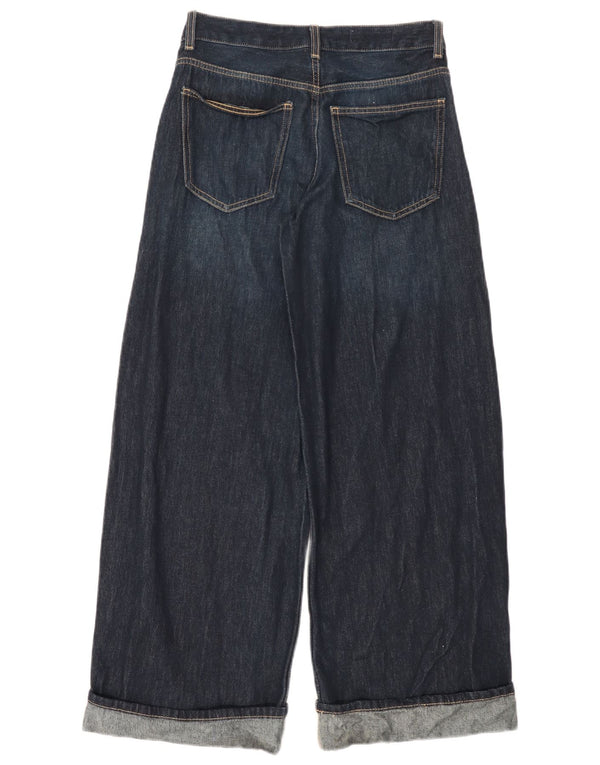 Calça jeans feminina Zara com perna larga EU 36 XS W26 L29 azul marinho algodão