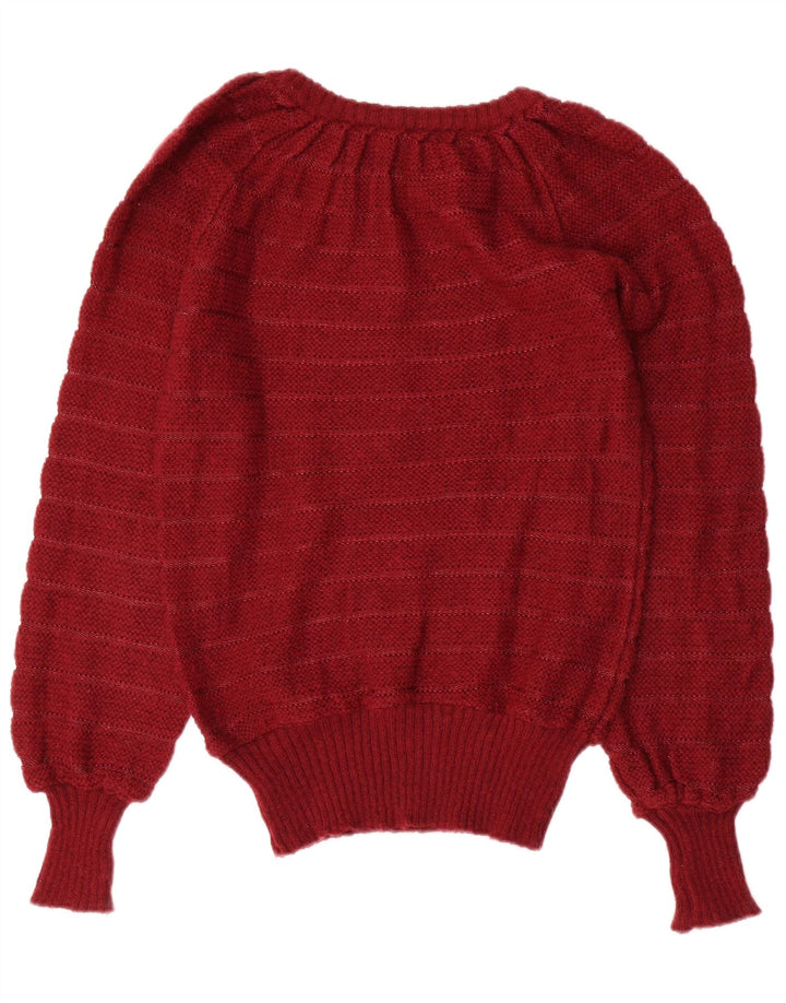Suéter feminino VINTAGE com gola canoa Reino Unido 12 médio marrom