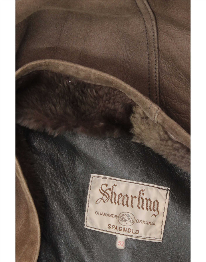 Jaqueta masculina vintage Shearling IT 52 XL marrom