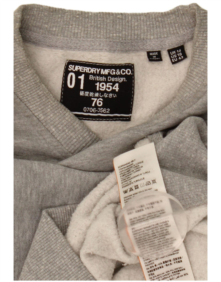 Superdry moletom feminino grande com estampa gráfica UK 14 grande algodão cinza