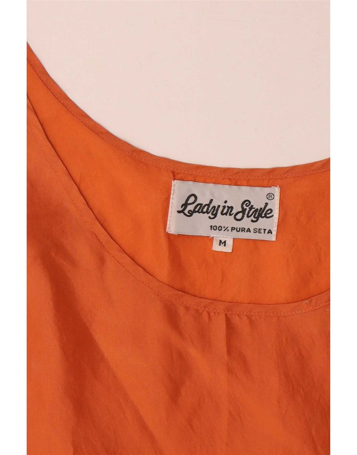Colete feminino vintage UK 14 seda laranja médio