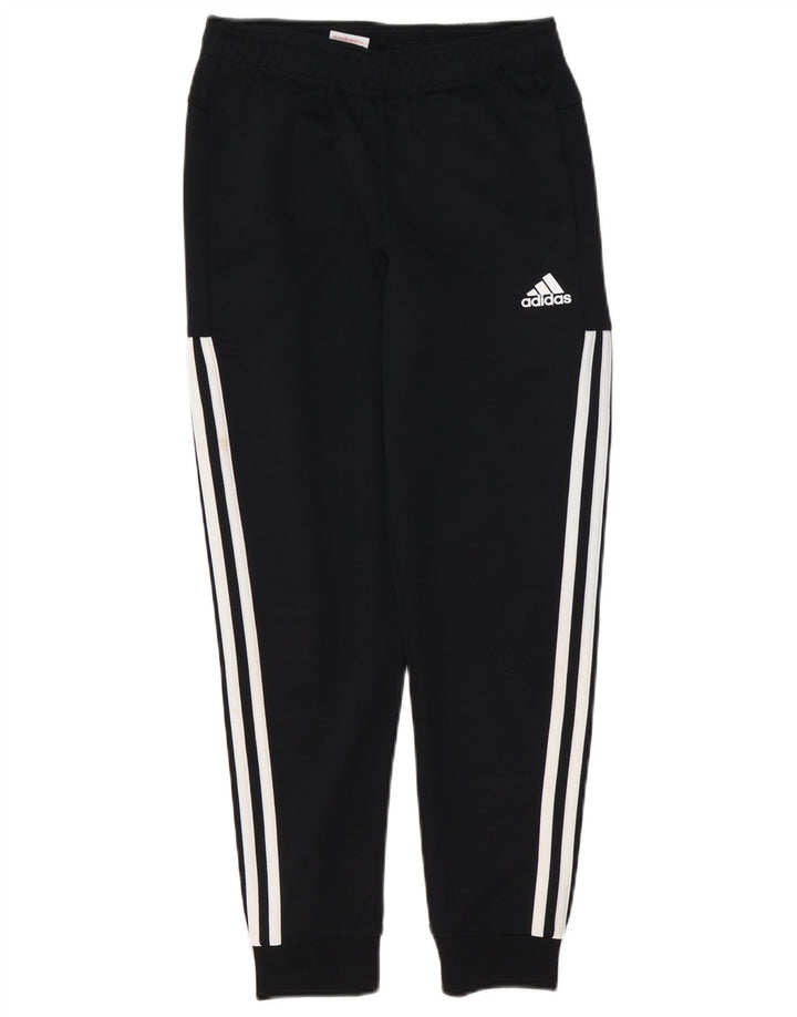 ADIDAS Boys Tracksuit Trousers Joggers 11-12 Years Black Polyester