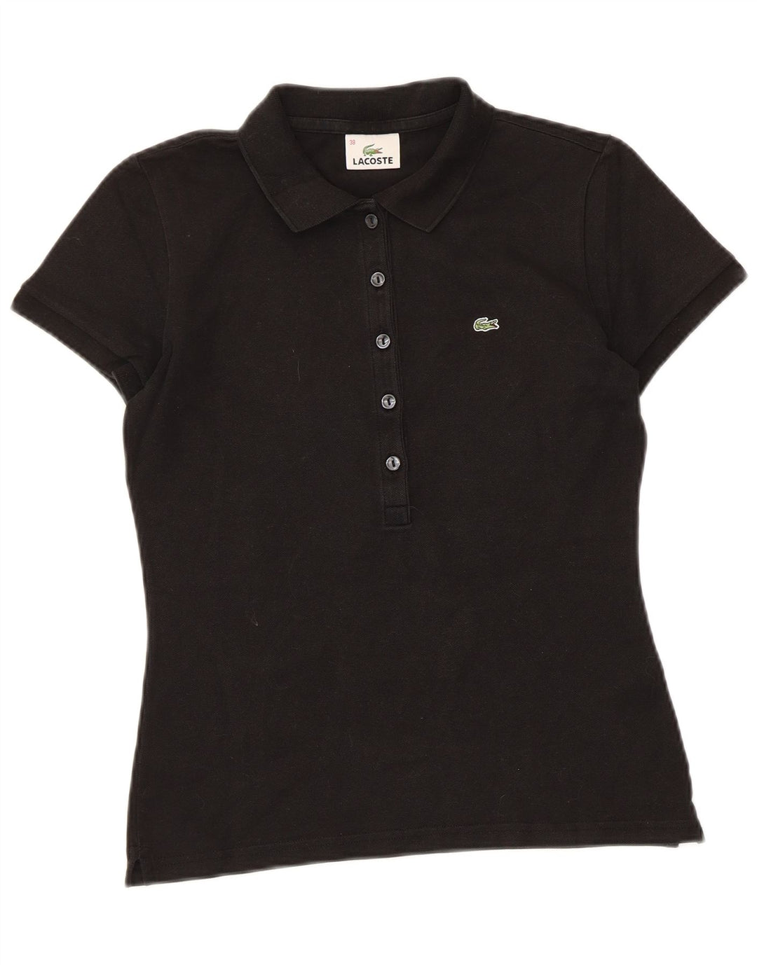 Camisa polo feminina Lacoste tamanho 38 algodão preto médio