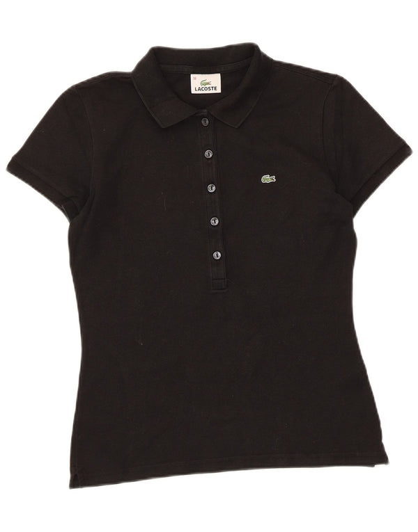 Camisa polo feminina Lacoste tamanho 38 algodão preto médio