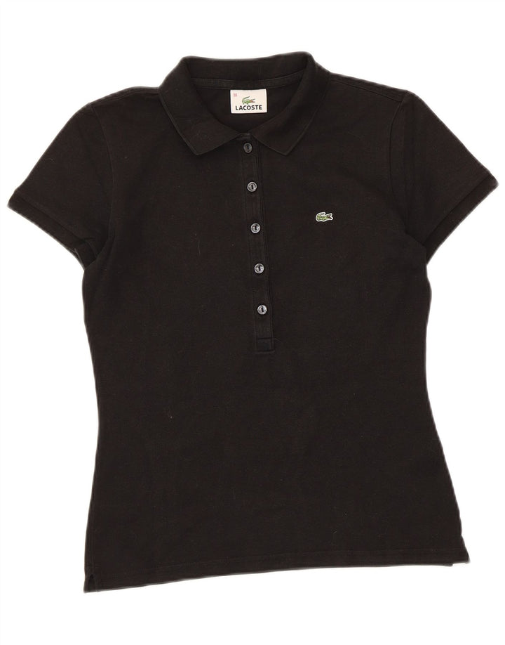Camisa polo feminina Lacoste tamanho 38 algodão preto médio
