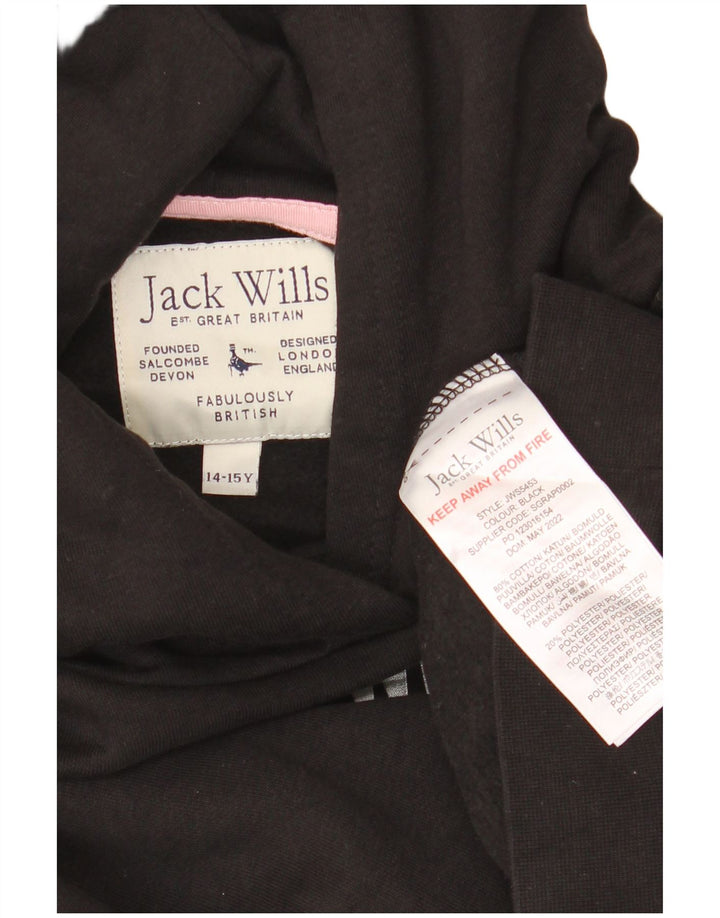 JACK WILLS Suéter feminino oversized com capuz e estampa gráfica 14-15 anos preto