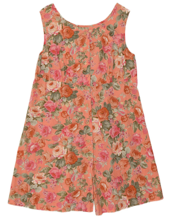 Vestido de verão feminino vintage Reino Unido 12 médio rosa floral boêmio