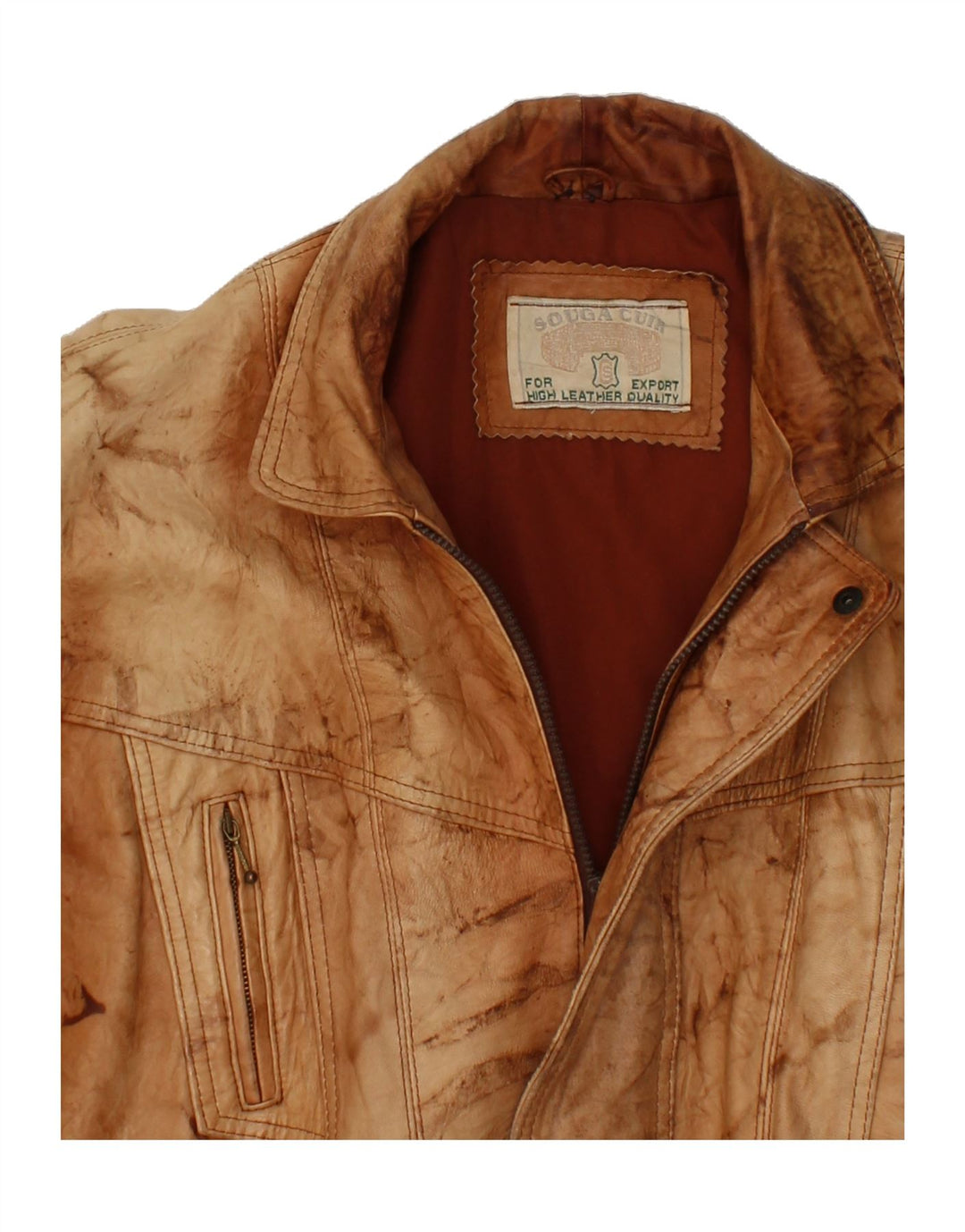 Jaqueta de couro masculina VINTAGE UK 40 grande couro marrom retrô