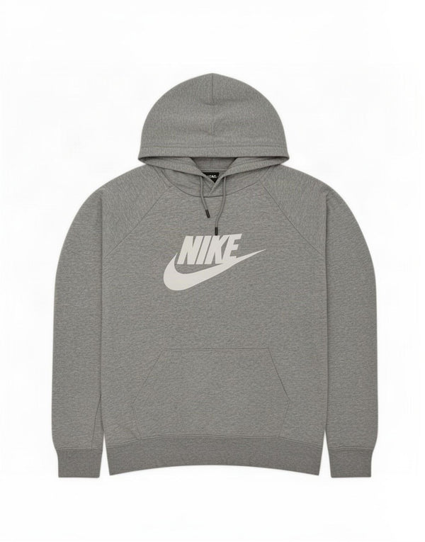 Jumper com capuz gráfico feminino Nike UK 14 algodão manchado cinza médio