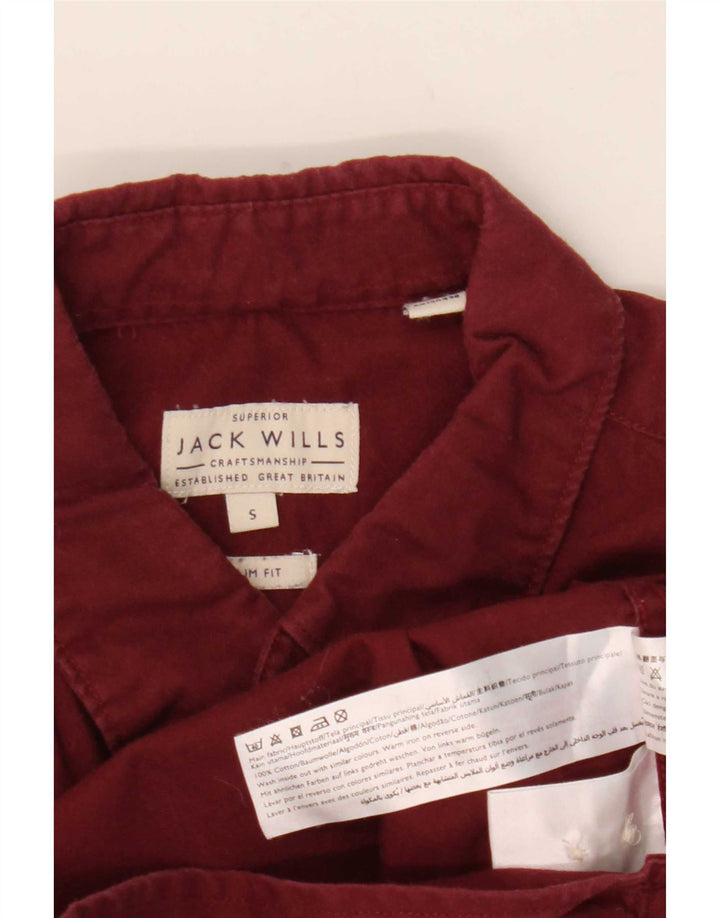 Jack Wills Camisa masculina slim fit pequena algodão borgonha