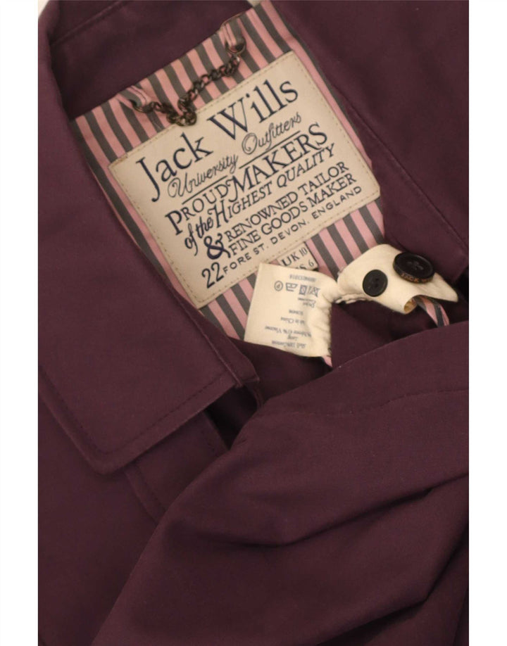 Casaco impermeável feminino Jack Wills Reino Unido 10 pequeno algodão marrom