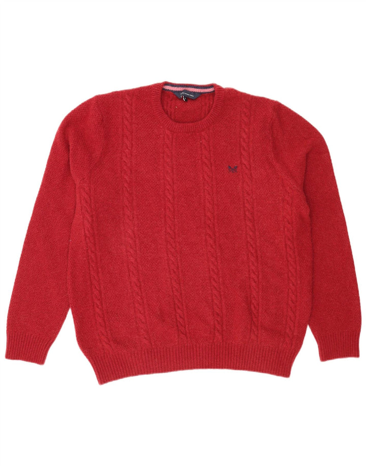 Crew Clothing Suéter masculino com gola alta em lã de carneiro vermelha grande