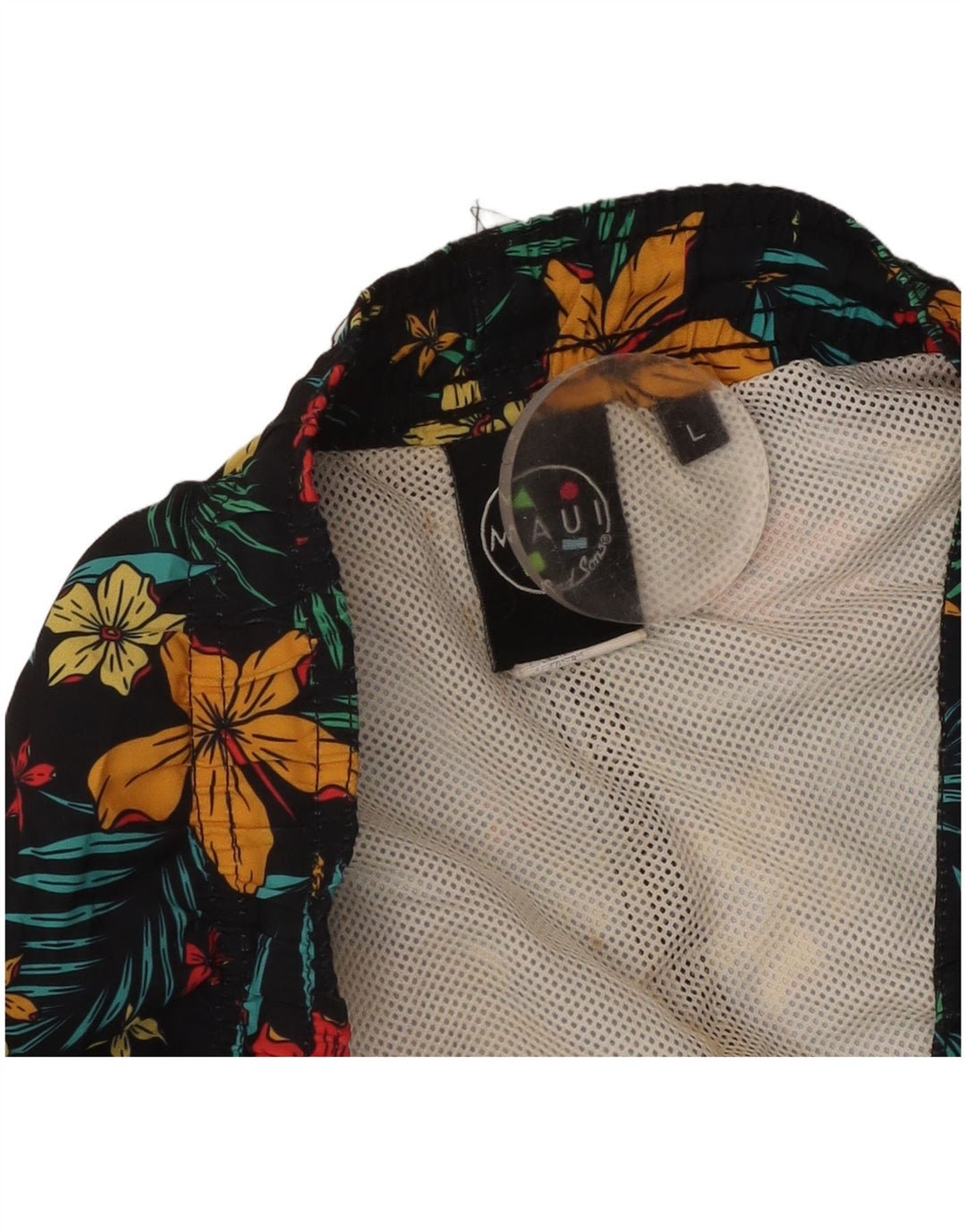 Maui and Sons Calções de banho masculinos grandes de poliéster floral preto