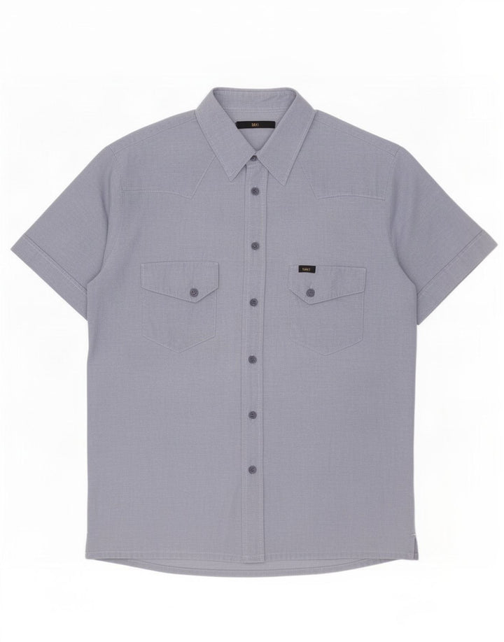 Camisa masculina de manga curta Lee grande algodão azul