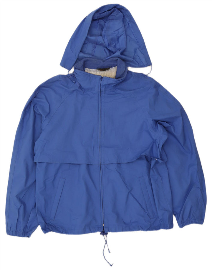Jaqueta de chuva masculina Eddie Bauer com capuz Reino Unido 40 poliéster azul grande