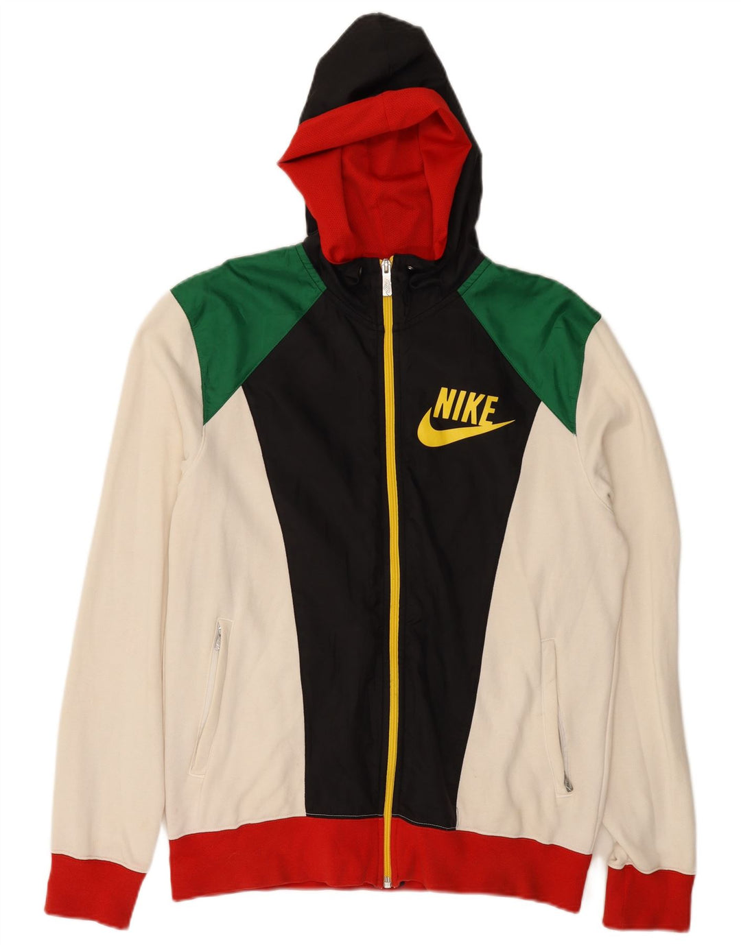 Suéter Nike masculino com capuz e zíper gráfico médio bloco colorido multicolorido