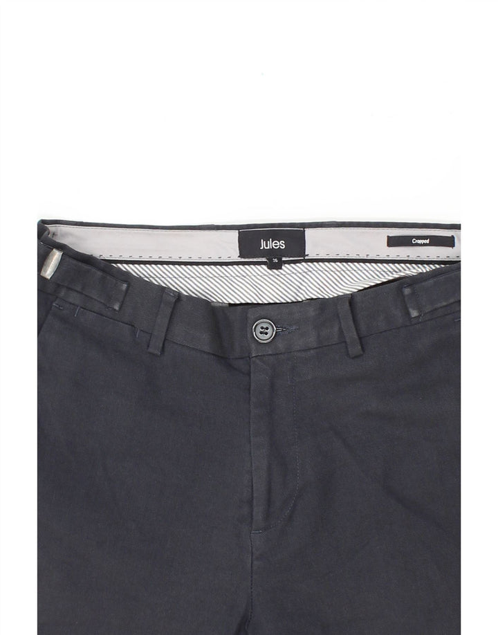 JULES Womens Cropped Straight Cropped Trousers W26 L28  Navy Blue Cotton Vintage Jules and Second-Hand Jules from Messina Hembry 