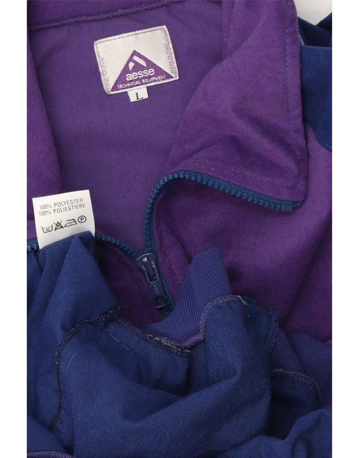 Aesse Mens Velour Tracksuit Top Jacket Grande Roxo Colourblock Poliéster