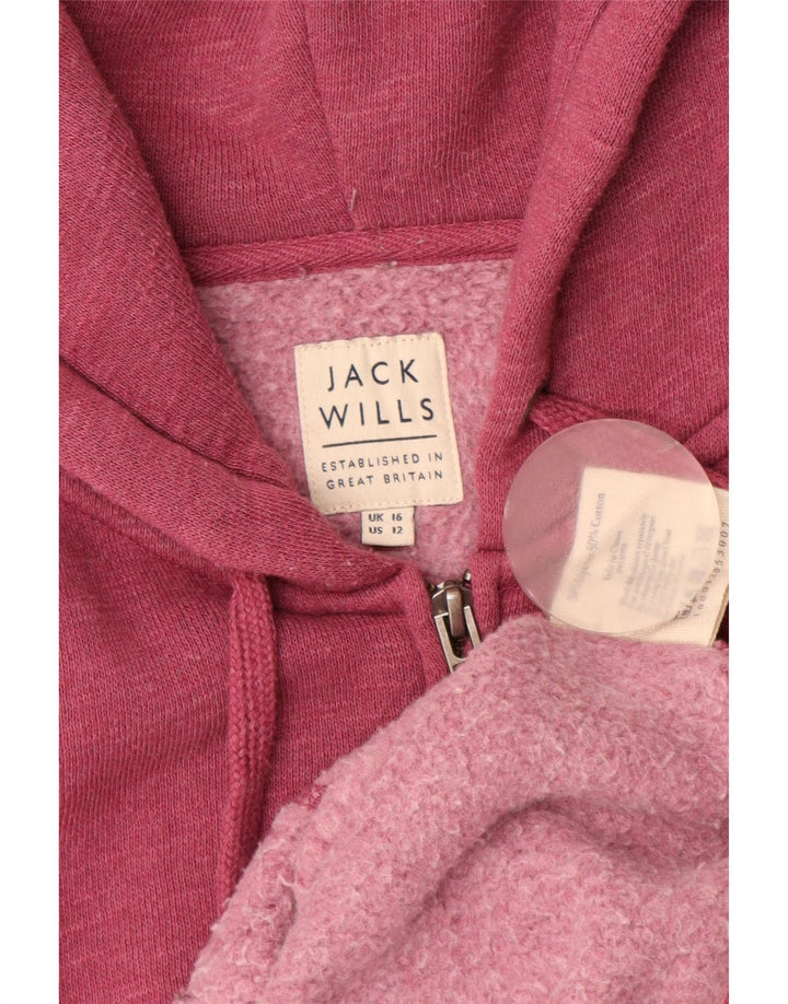 JACK WILLS Suéter feminino com capuz e zíper Reino Unido 16 grande Borgonha manchado