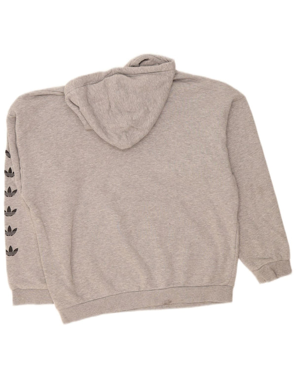 Adidas feminino gráfico oversized moletom com capuz Reino Unido 12 algodão cinza médio