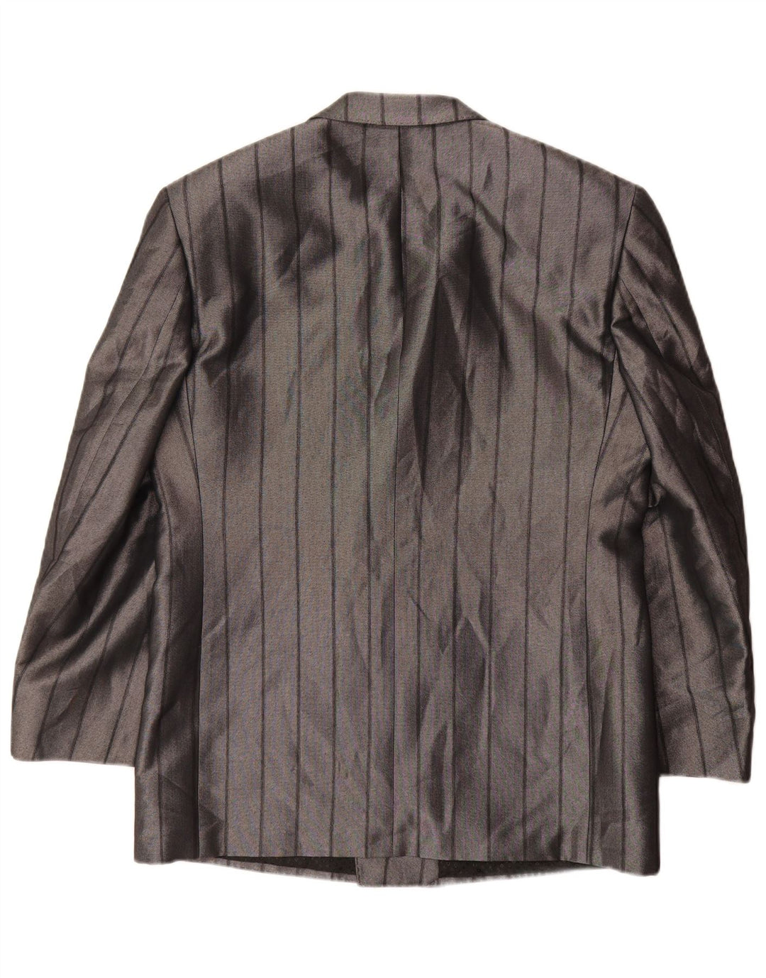 Jaqueta Blazer Masculina Vintage UK 38 Poliéster Listrado Cinza Médio