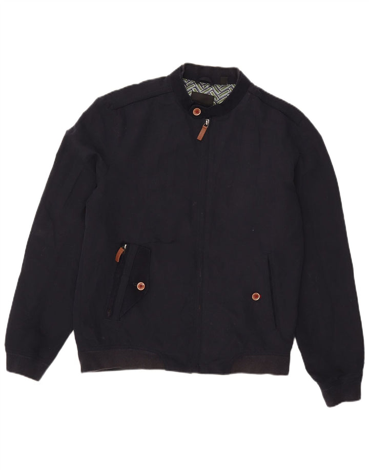 Jaqueta bomber masculina Ted Baker tamanho 3 poliéster azul marinho médio