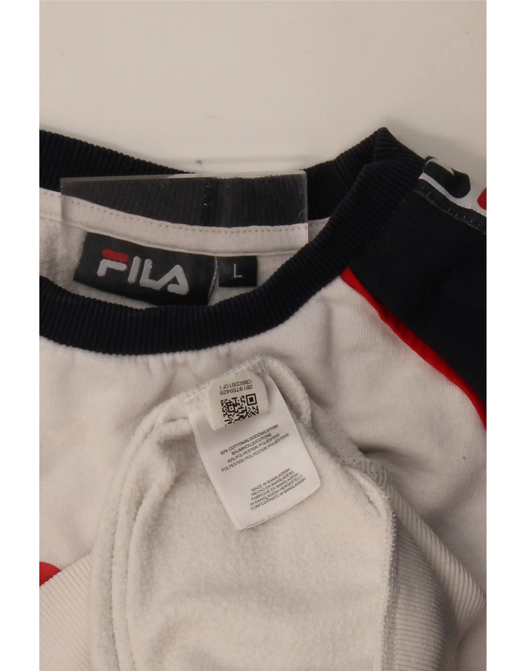FILA moletom gráfico masculino jumper grande algodão colorblock branco