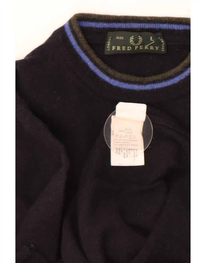 Suéter feminino Fred Perry com gola tartaruga Reino Unido 16 grande lã azul marinho
